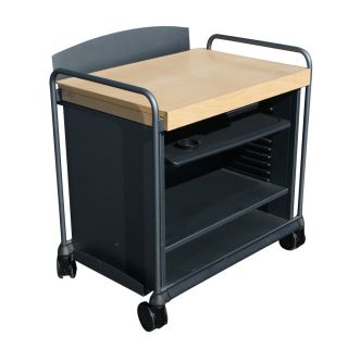  design group steelcase mobil cart computer workstation oak metal