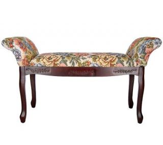 Thomas Pacconi Handcarved Floral Upholstered Bench —