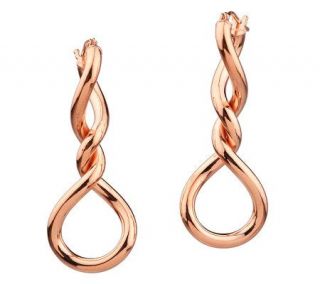 VicenzaGold 1 1/2 Rose Gold Double Twist Elongated Earrings, 14K