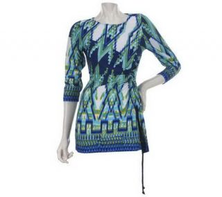 Attitudes by Renee Border Print Tunic with Adjustable Tie   A222864