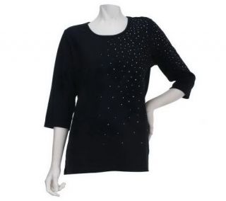 Quacker Factory Sparkle and Shine 3/4 Sleeve T shirt —