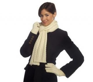 Isaac Mizrahi Live! Cable Knit 70 x 8 Scarf and Glove Set —