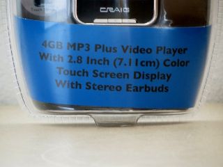 Craig CMP621 4 GB MP3 MP4 Music Video Player Touch Screen Brand New