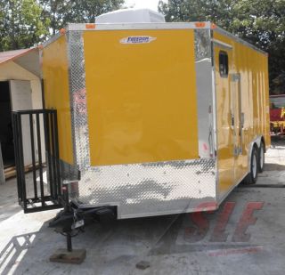 16 YELLOW FOOD CATERING SERVING BBQ ENCLOSED CONCESSION TRAILER