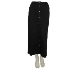 Denim & Co. Classic Waist Button Front Long Denim Skirt   A218274