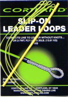 Cortland Chartreuse Slip On Leader Loops For Easy 2 to 7 wt Fly Line
