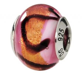 Prerogatives Sterling Pink & Orange Italian Murano Glass Bead