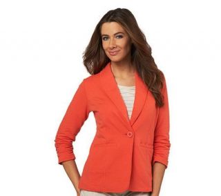 Susan Graver Brushed French Terry Boyfriend Jacket   A220258