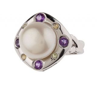 Honora Cultured FreshwaterPearl Sterling Multi gemstone Ring
