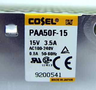 Cosel PAA50F 15 N DC Power Supply 15VDC PAA Series 3 5A 15V 50 60Hz