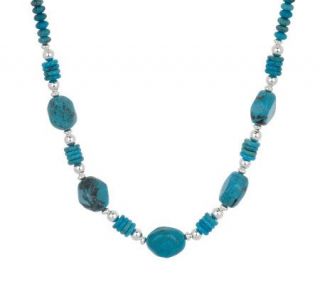 Sterling Blue Nacozari Turquoise 22 Bead Necklace —