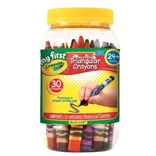 Crayola My First Washable 30 Count Triangular Crayons Container