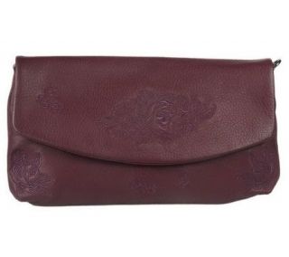 Fiore by Isabella Fiore Angela Leather Shoulder Flap w/Embroidery 