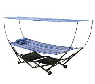 Bliss Hammock Stow EZ Blue Hammock with Canopy and Wheels —