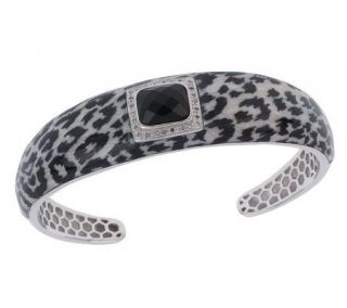 Sterling Black Onyx Animal Print Cuff Bracelet —