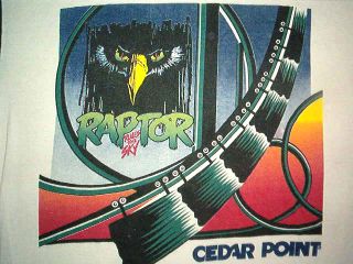 Vintage Raptor Rollercoaster Shirt Cedar Point Ringer M