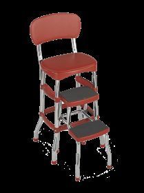 Cosco Red Retro Counter Chair / Step Stool 16.142 x 35.326 x 23.425