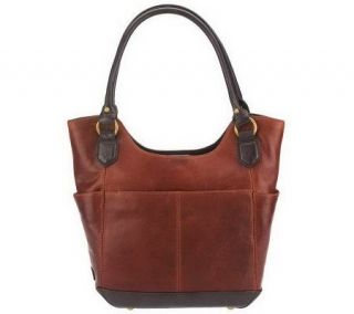 As Is Tignanello Glazed Vintage Leather North/ South Shopper   A234382