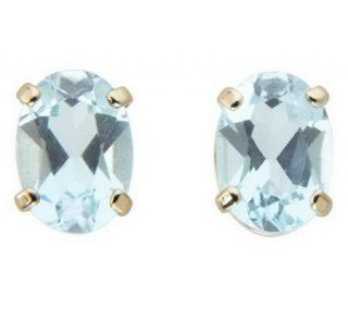 Oval Gemstone Stud Earrings, 14K Gold —