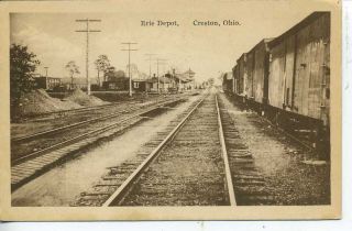 Creston Ohio Erie Railroad Depot Postcard Train Station
