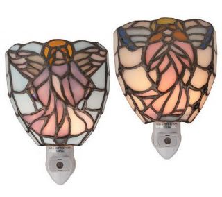 Handcrafted Tiffany Style Set of 2 Nightlightswith Light Sensors