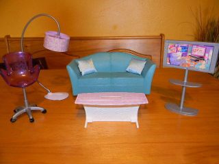 Modern Barbie Living Room Furniture Lot Sofa Couch Lamp Table Chair