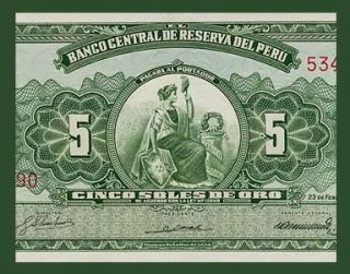  Oro Banknote of Peru 1962 Lady Liberty Scene Pick 83 Crisp UNC