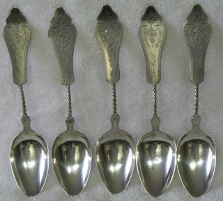 Plaut Sterling Silver Teaspoons Ohio set of 5 Brite Cut Twisted