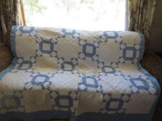 Early Primitive Country Antique Blue Homespun Cotton Quilt Cutter