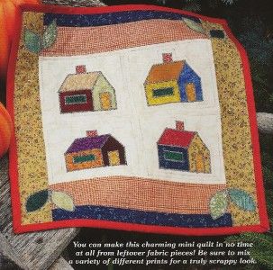 Cozy Cottages Miniature Quilt Pattern Beginner Scrappy Fusible