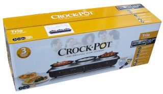  CrockPot 3 Trio Slow Cooker Buffet Warmer Crock Pot Stoneware Servers