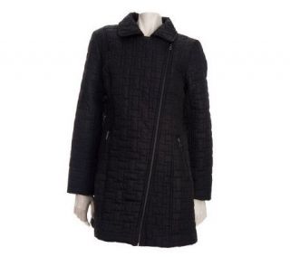 Modernist by Guillaume Quilted Asymmetrical Zip Front Coat —