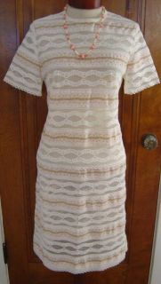  Mod Mad Men Ivory Lace Strawberry Floral Cotton Party Day Dress