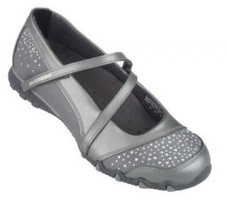 Skechers Leather & Mesh Sequin Cross Strap Mary Janes —