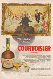 1954 Courvoisier Cognac Brandy Napoleon 50s Advertising Illustrated Ad