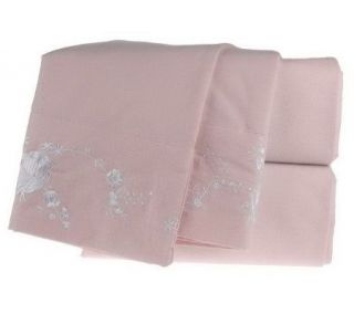 Northern Nights Embroidered Rose TW Flannel Sheet Set —