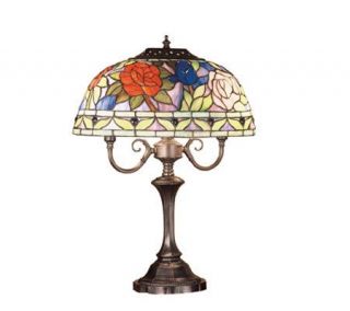 Meyda Tiffany Style 21 Rosebush Oblong Table Lamp —