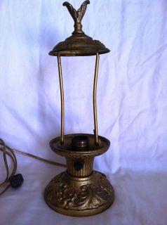 Antique Cast Iron Enamel Boudoir Table Electric Lamp Light LEVITON