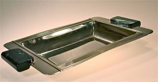 Couzon France Stainless Serving Tray Green Pearl Handle