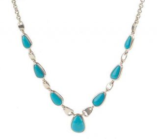 Sterling Freeform Turquoise Bezel Set Necklace —