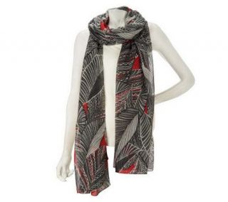 Nicole Richie Collection 36 x 100 Graphic Leaf Printed Scarf