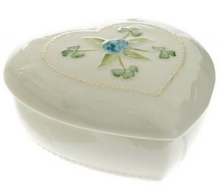 Belleek Heart Keepsake Box with Flower Detail —
