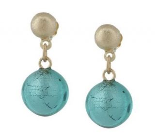 Murano Glass Bead Dangle Earrings, 14K Gold —