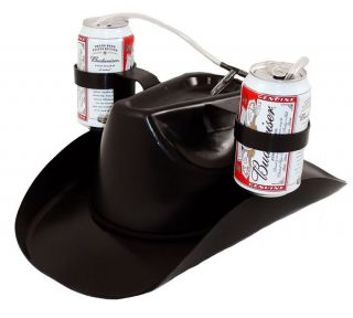 Black Cowboy Hat Beer Soda Can Holder Party Drinking Game Watching
