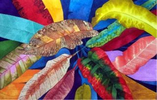  Watercolor Painting Colorful Croton Leaves by Karin Novak Neal