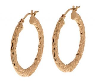 EternaGold Polished Scallop Design Hoop Earrings 14K Gold —