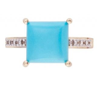 Square Turquoise & Champagne Diamond AccentRing, 14K Gold   J308486