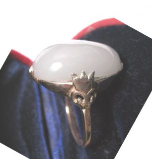  Carat White Moonstone Victorian 10K Gold Crown Ring 6 75grams