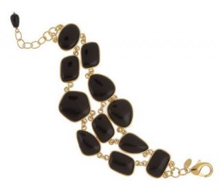 Rivka Friedman Abstract Gemstone Link Goldtone Bracelet —