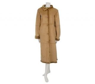 Centigrade Washable Faux Shearling Button Front Long Coat —
